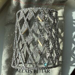 Alexis Bittar Silver, Crystal and Gold Lattice Spiky Bracelet